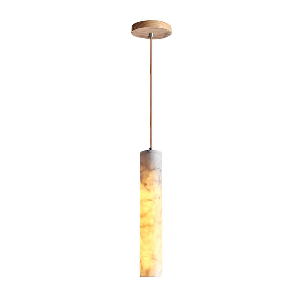 Elongated Cylindrical Marble Minimalist Pendant Chandelier