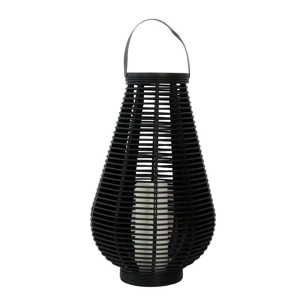 PVC Woven Rattan Black Modern Portable Solar Lantern