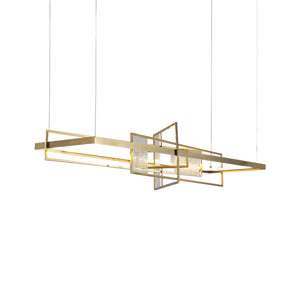 Rectangular Iron Frame Glass LED Chandelier