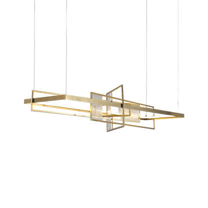 Rectangular Iron Frame Glass LED Chandelier