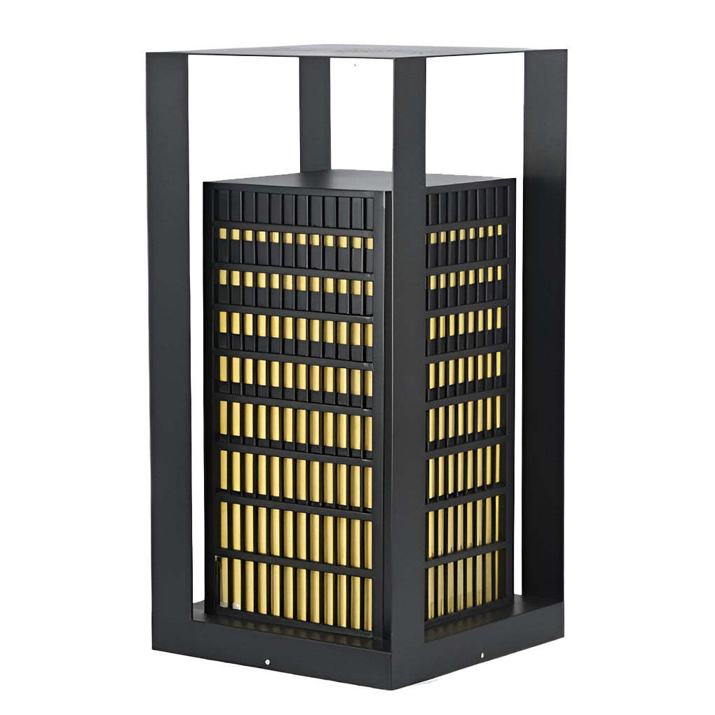 Black Industrial Cuboid LED Outdoor Pathway Lantern