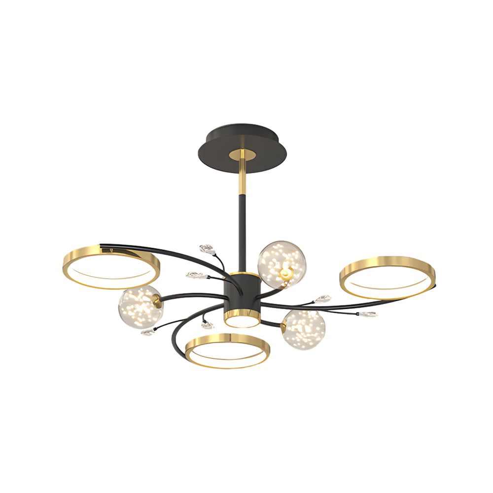 Star Ring Flower Branch Crystal Modern Ceiling Light
