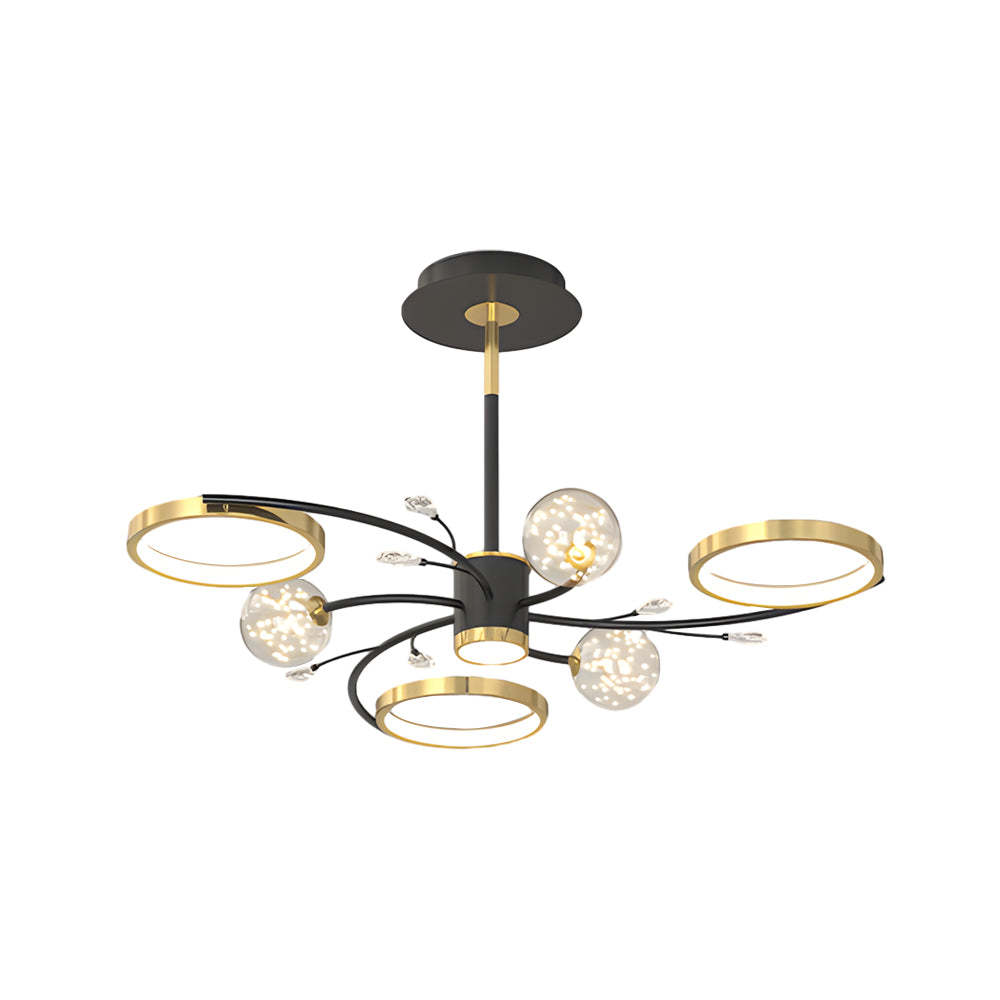 Star Ring Flower Branch Crystal Modern Ceiling Light