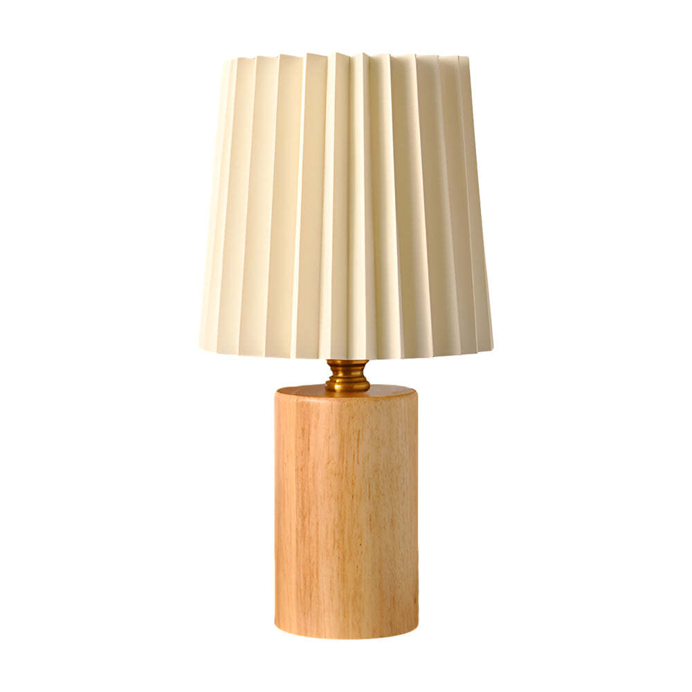 Wood Column Pleated Empire Shade Table Lamp