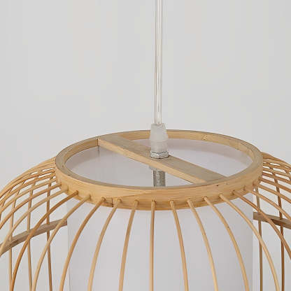 Burlywood Hand-Woven Bamboo Pendant