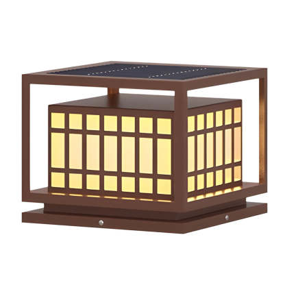 Square LED Waterproof Brown Modern Outdoor Deck Post Lights Pillar Light-Lighom