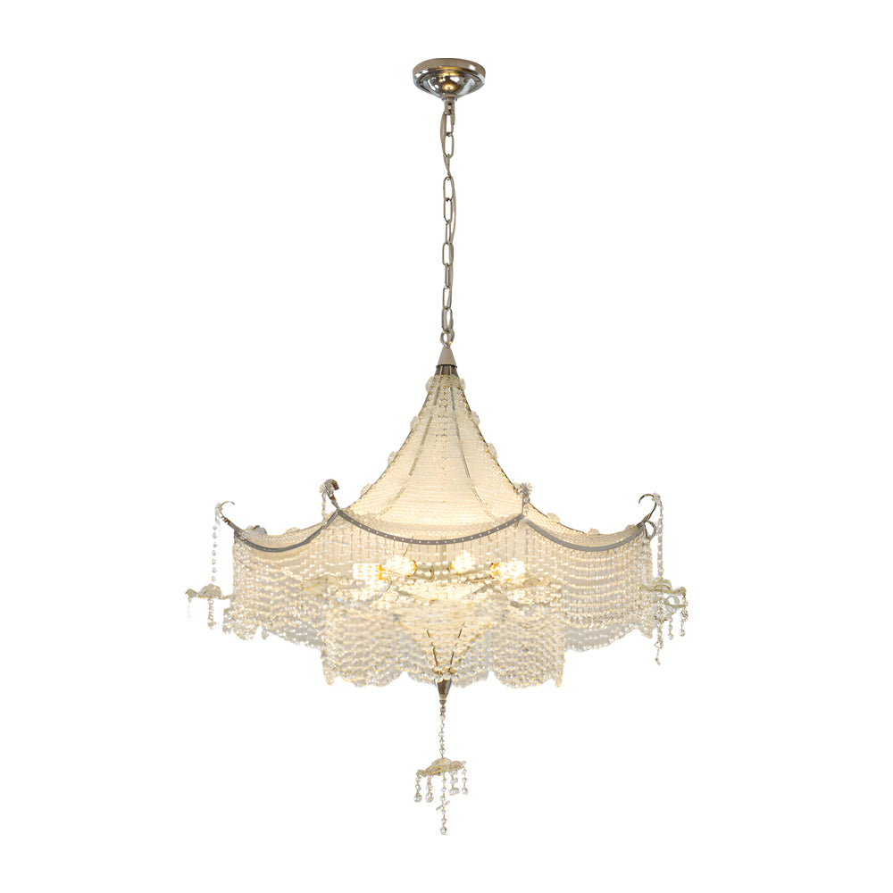 Pagoda Crystal LED Dimmable Chrome Chandelier