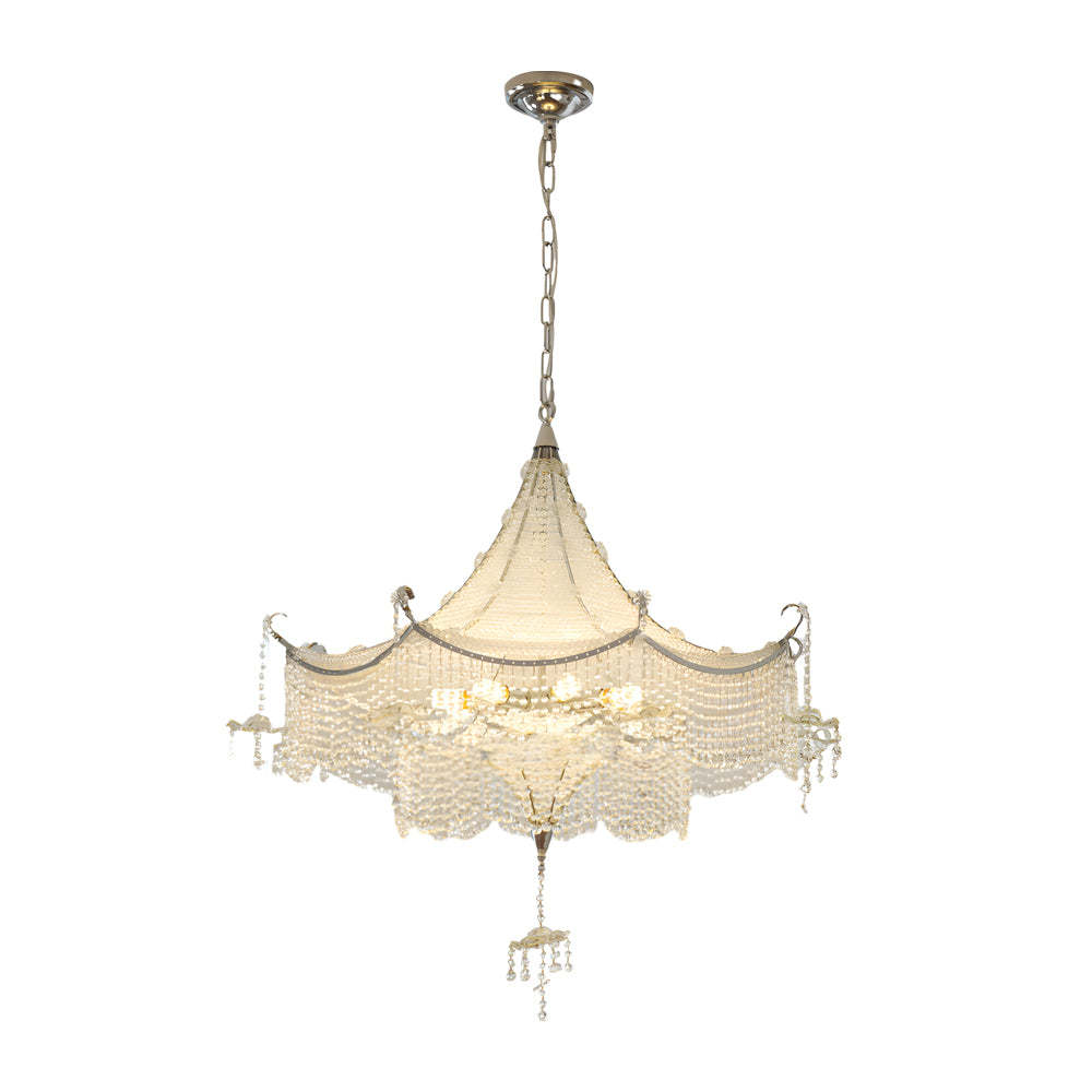 Pagoda Crystal LED Dimmable Chrome Chandelier