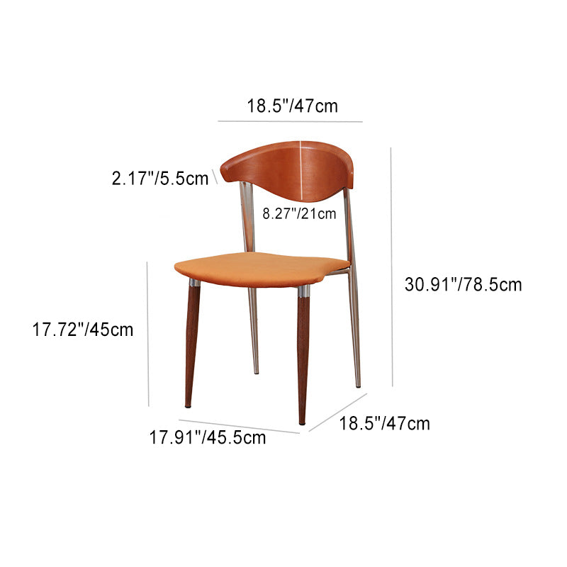 Vintage Metal Fabric Four-Leg Dining Chair — Brown - Blue