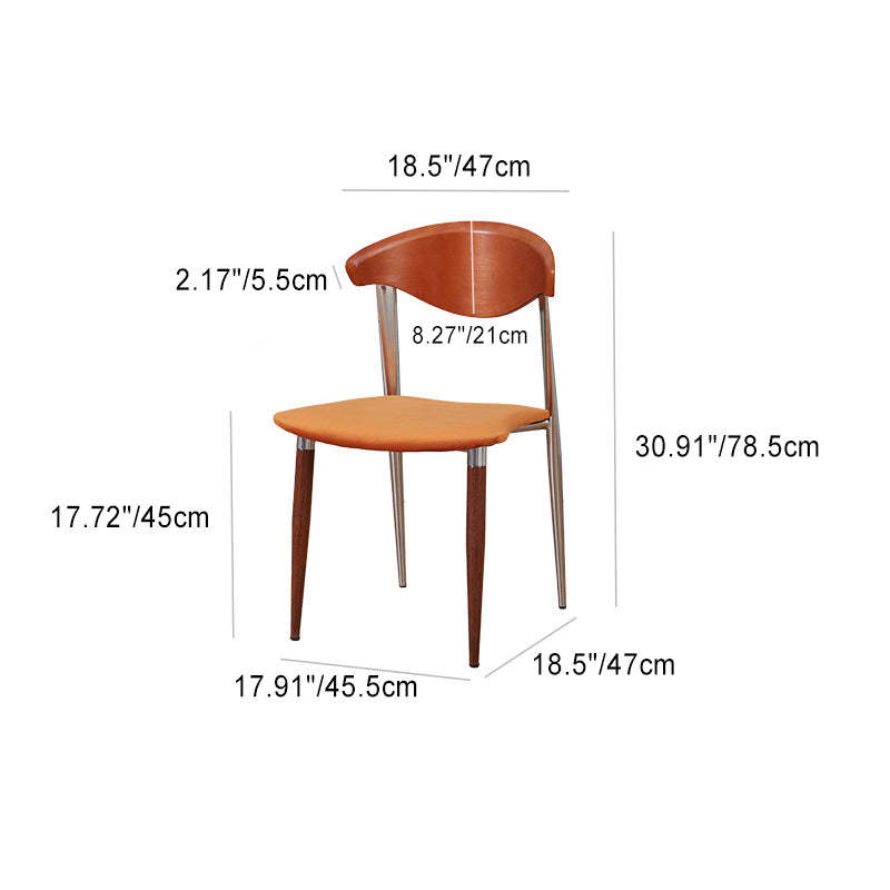 Vintage Metal Fabric Four-Leg Dining Chair — Brown - Blue