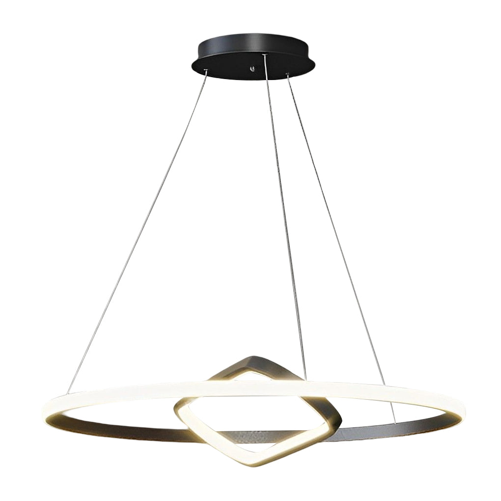Adjustable Round Oval LED Dimmable Black Modern Chandelier