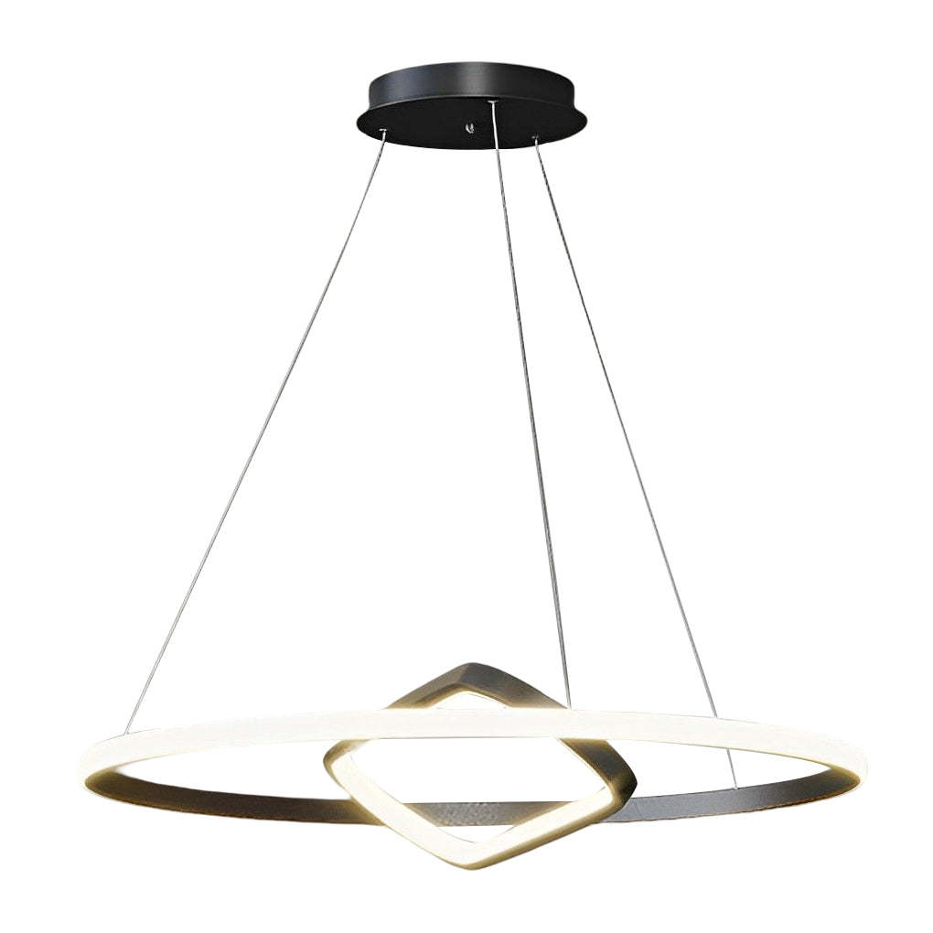 Adjustable Round Oval LED Dimmable Black Modern Chandelier