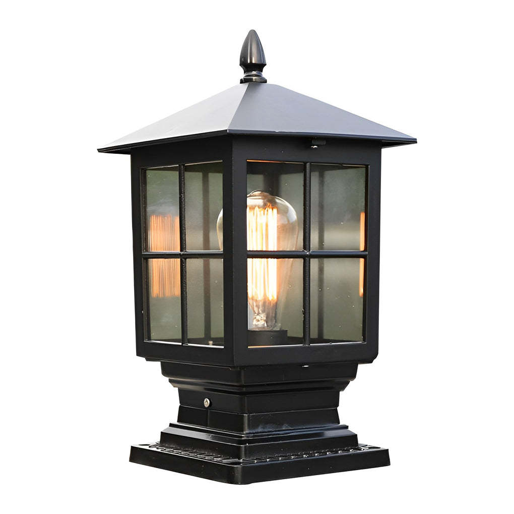 Traditional Square Waterproof LED Black Classic Solar Post Caps Lights-Lighom