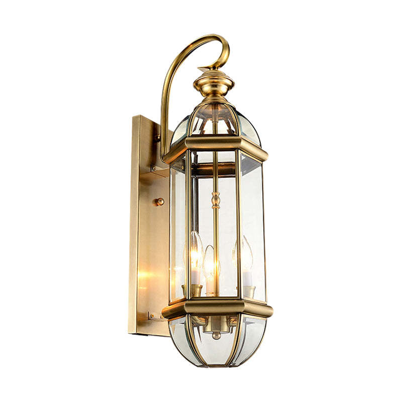Retro Copper Glass European Outdoor Wall Light