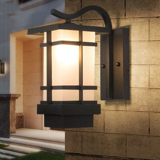 Retro Plaid Lantern Outdoor Waterproof Wall Sconce