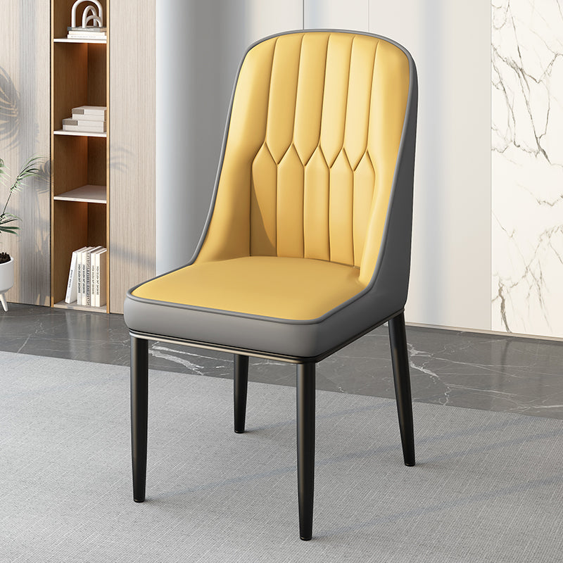 Modern Leather Steel Square Dining Chair — B / Black / Gray