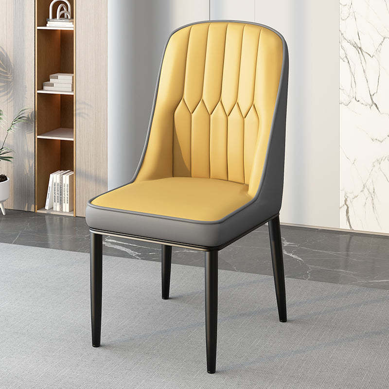 Modern Leather Steel Square Dining Chair — B / Black / Gray