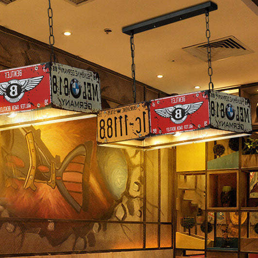 Retro License Plate Metal Chandelier