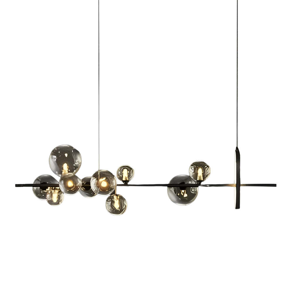 Circular Glass Bubble LED Black Nordic Dining Chandelier