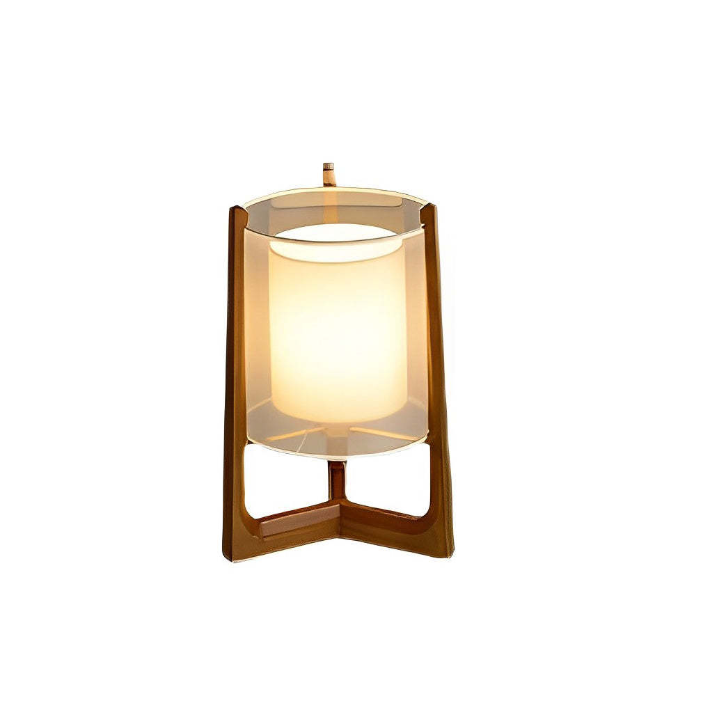 Triangle rust standing wood fabric floor lamps