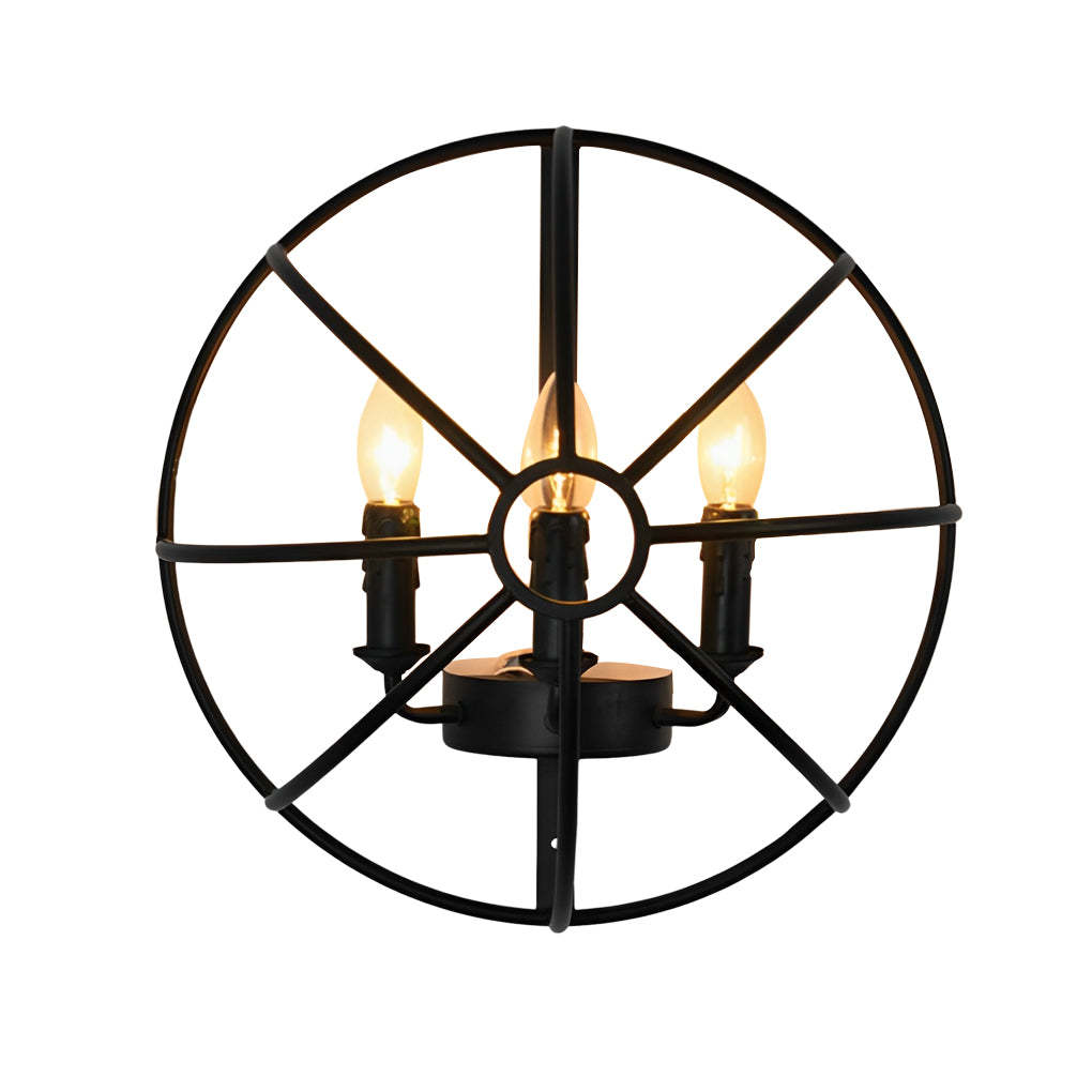 Hemispherical Iron Art Candlelight Black Retro Nostalgic Wall Lights Fixture-Lighom