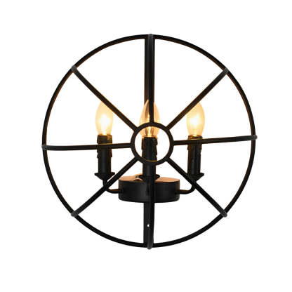 Hemispherical Iron Art Candlelight Black Retro Nostalgic Wall Lights Fixture-Lighom