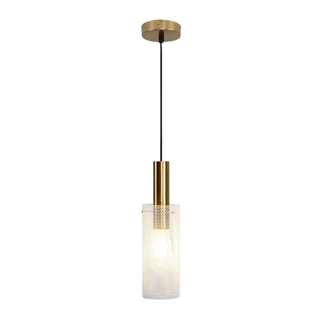 Cylindrical Minimalist Iron Grid Modern Pendant