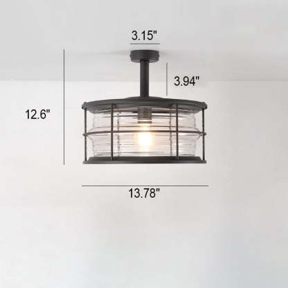 Industrial Vintage Drum Outdoor Ceiling Light
