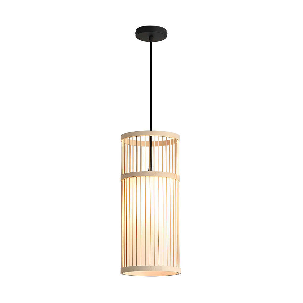 Minimalist Bamboo Hand-Woven LED Retro Pendant