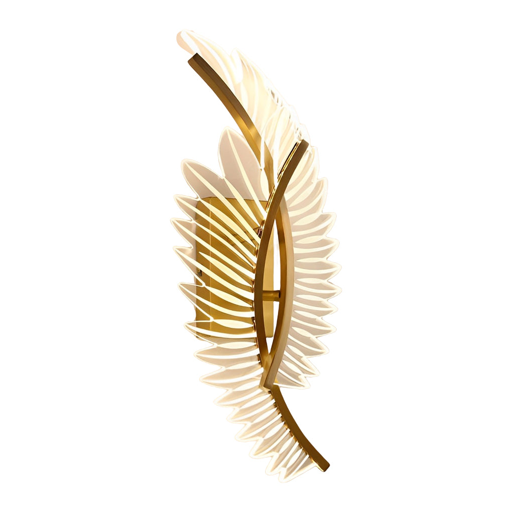 Acrylic Leaves Feathers LED Three Step Dimming Postmodern Wall Lamp-Lighom