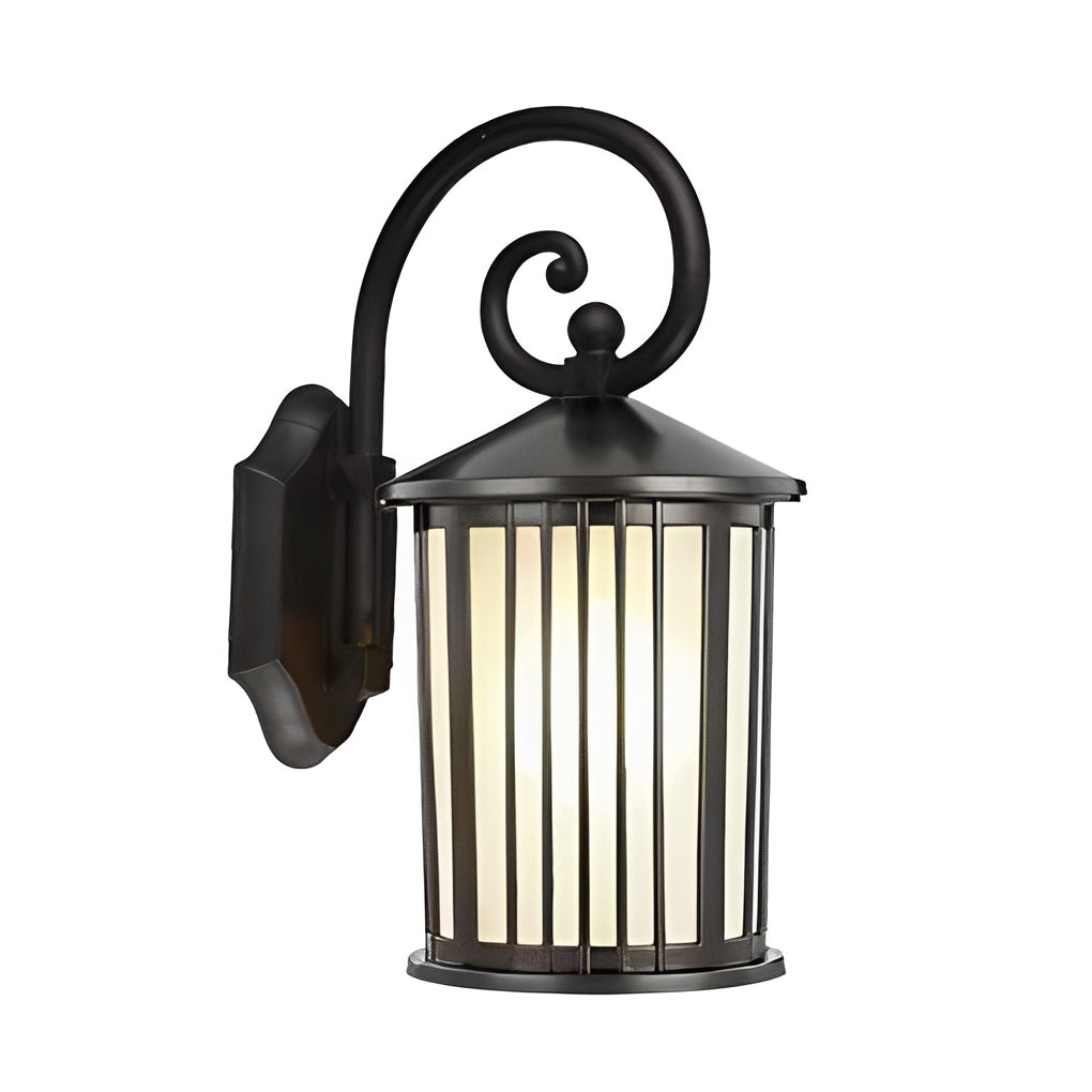 Waterproof Striped Glass Aluminum Black Retro Outdoor Wall Lights-Lighom