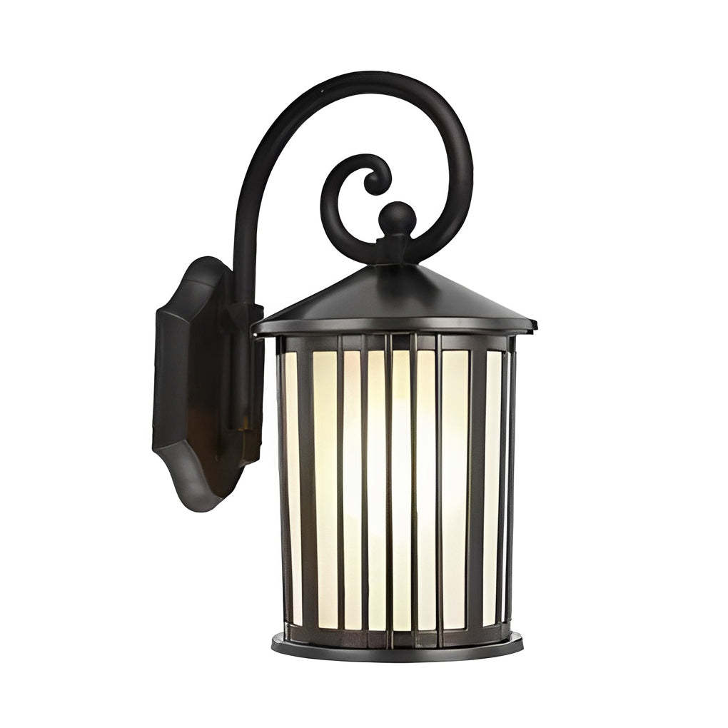 Waterproof Striped Glass Aluminum Black Retro Outdoor Wall Lights-Lighom