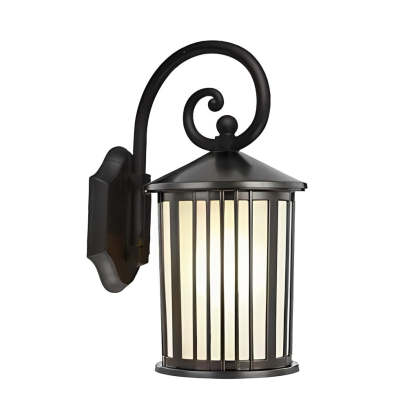 Waterproof Striped Glass Aluminum Black Retro Outdoor Wall Lights-Lighom