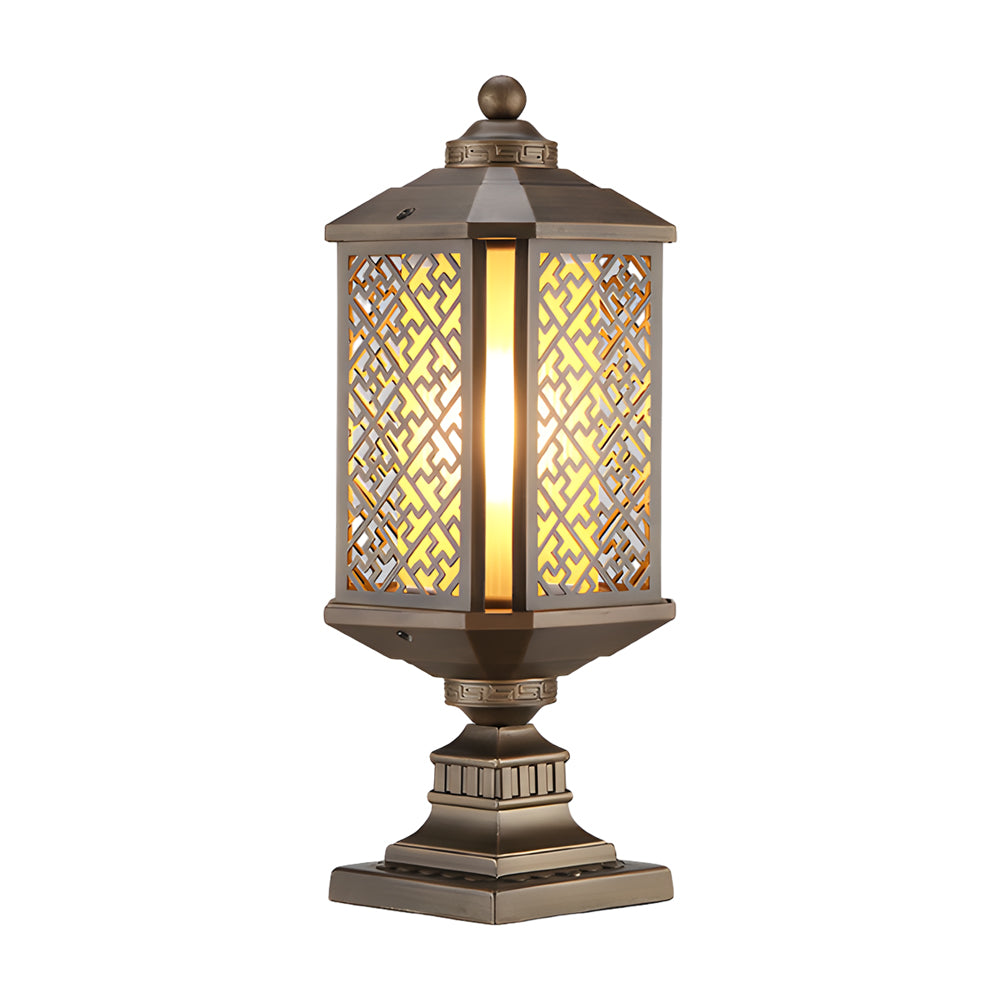 Antique Die-Cast Aluminum Waterproof Glass Shade Retro Fence Post Lights-Lighom