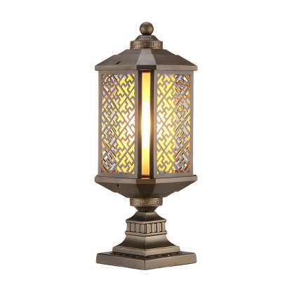 Antique Die-Cast Aluminum Waterproof Glass Shade Retro Fence Post Lights-Lighom