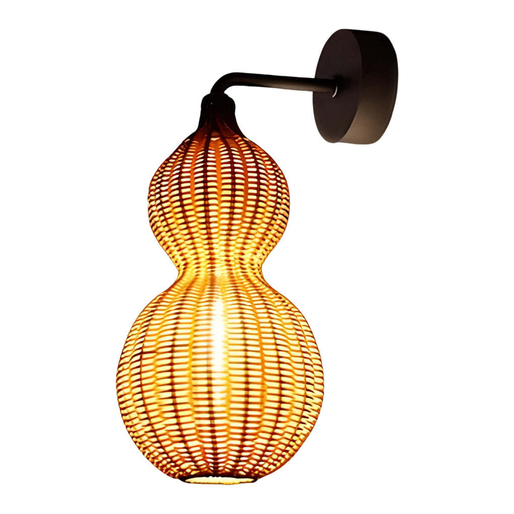 Woven Rattan Gourd Hanging Lamp Outdoor Pendant Light for Patio-Lighom