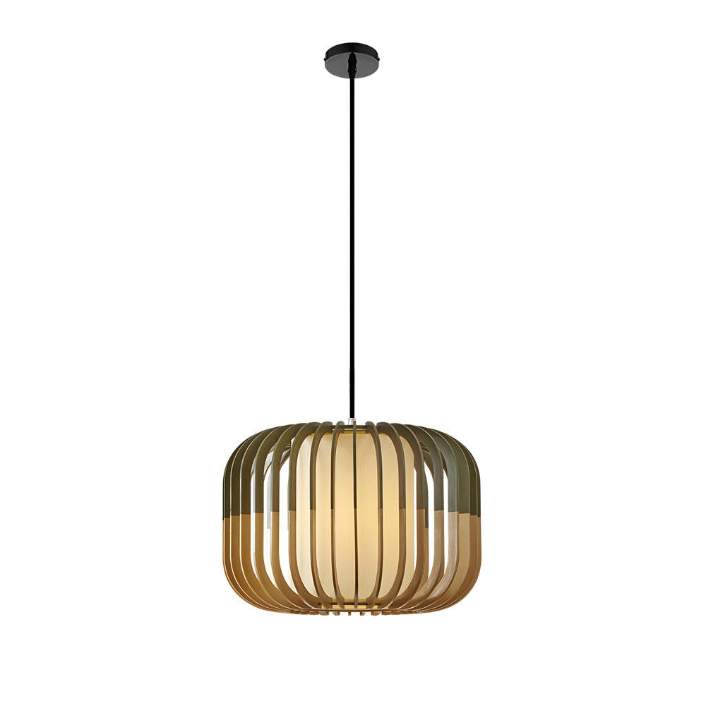 Wood Lantern Fabric LED Minimalist Japanese Chandelier