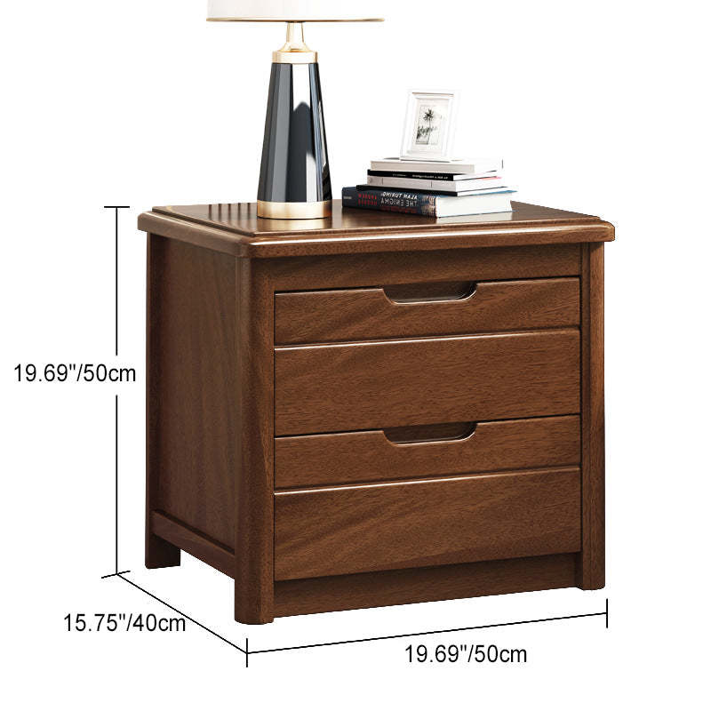 Vintage Rectangular Wood 2-Drawer Nightstand