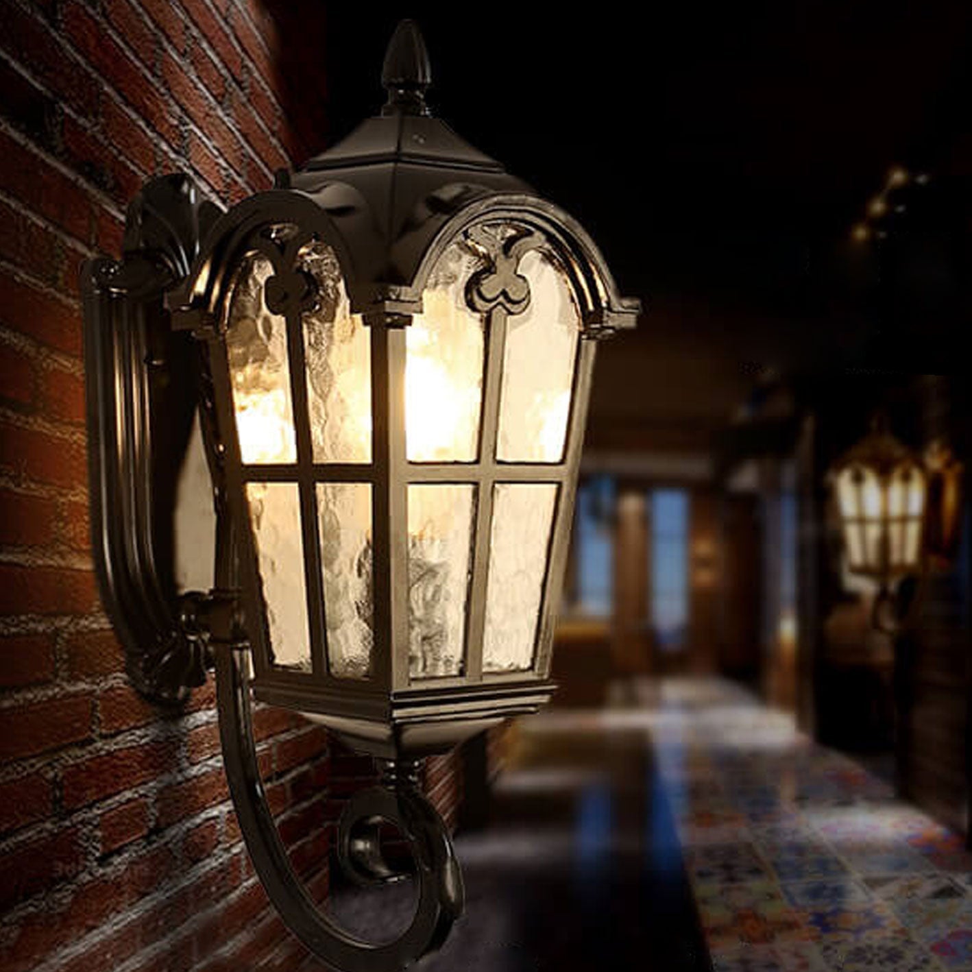 Lighom lantern retro glass wall sconces — Small (12"H / 220V-240V (UK/AU)