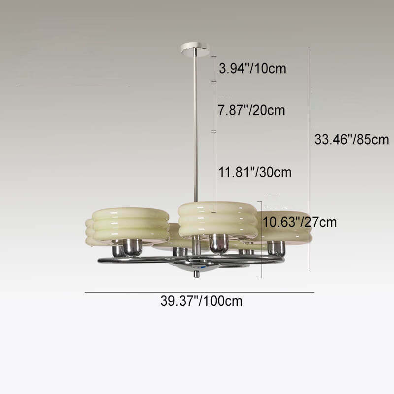 Modern circle glass iron linen chandeliers