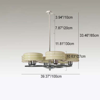 Modern circle glass iron linen chandeliers