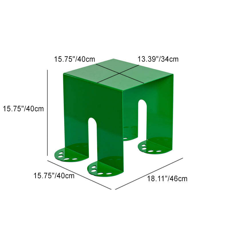 Scandinavian Iron Square End Table — Grass Green