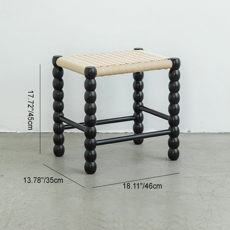 Vintage Gourd Wood Rope Stool — Walnut Color