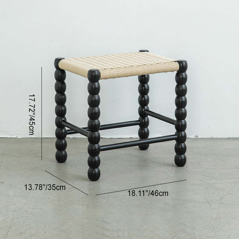 Vintage Gourd Wood Rope Stool — Walnut Color