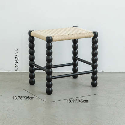 Vintage Gourd Wood Rope Stool — Walnut Color