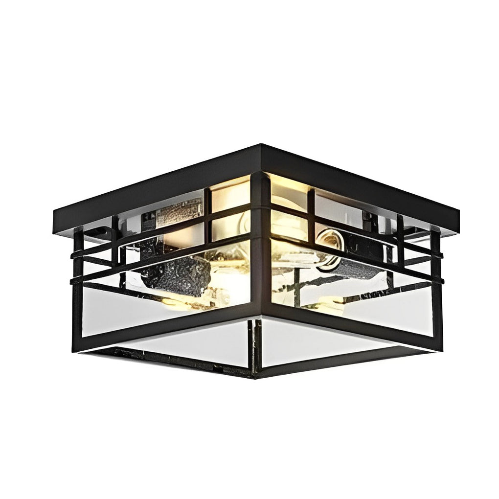 Round Waterproof Black Rustic Outdoor Ceiling Light