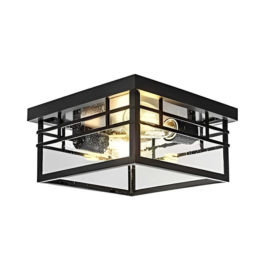 Round Waterproof Black Rustic Outdoor Ceiling Light