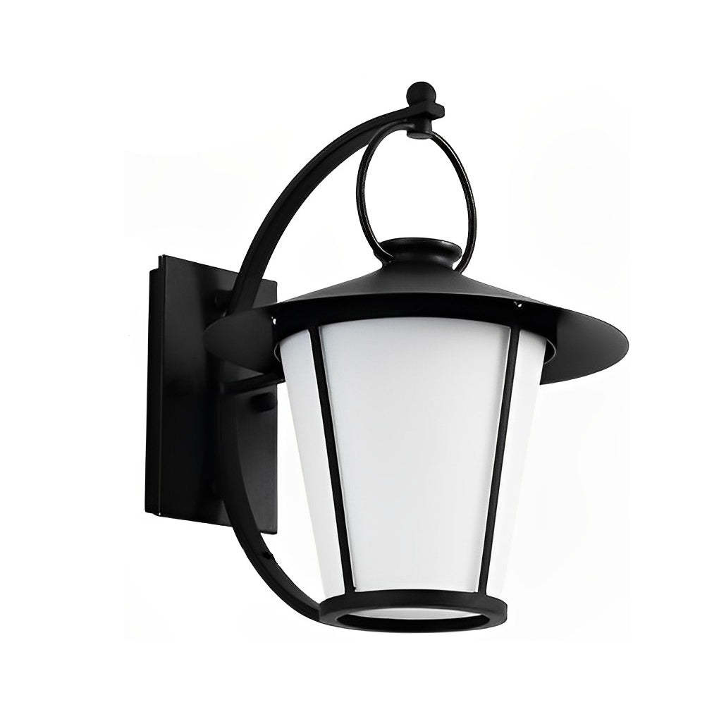 1-Light 13 In. Vintage White Opal Frosted Glass Black Outdoor Wall Light-Lighom