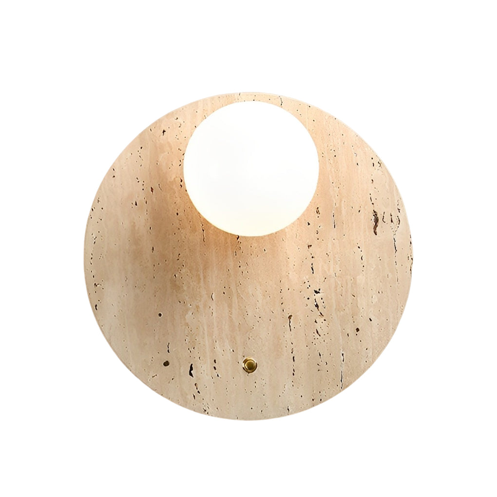 Round Long Yellow Travertine LED Wabi-sabi Japanese Style Wall Lights Fixture-Lighom