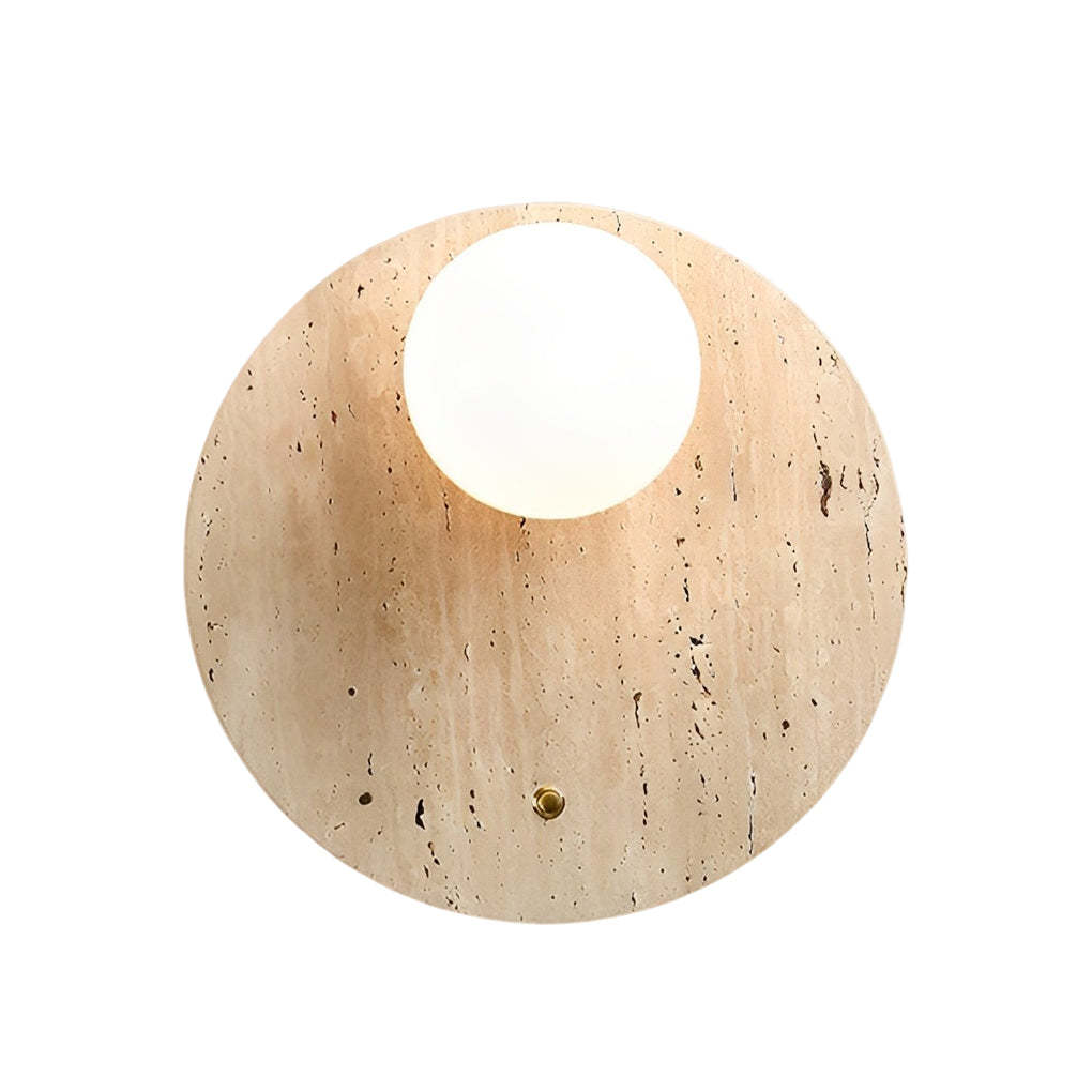 Round Long Yellow Travertine LED Wabi-sabi Japanese Style Wall Lights Fixture-Lighom